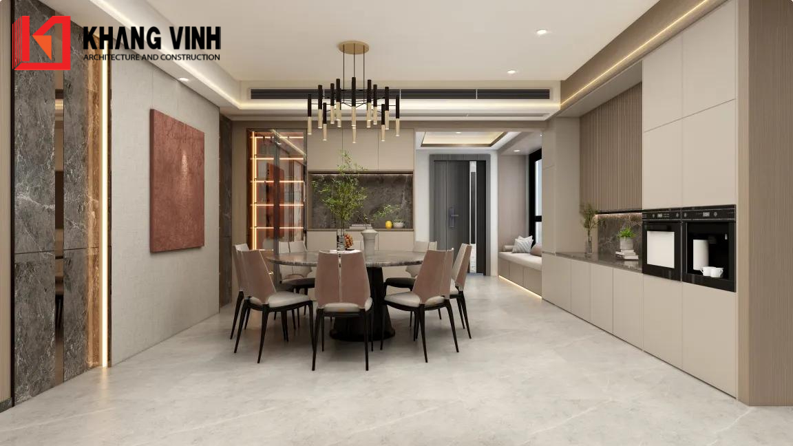 KVA_ Phối cảnh nội thất phòng ăn biệt thự mái thái 180m2