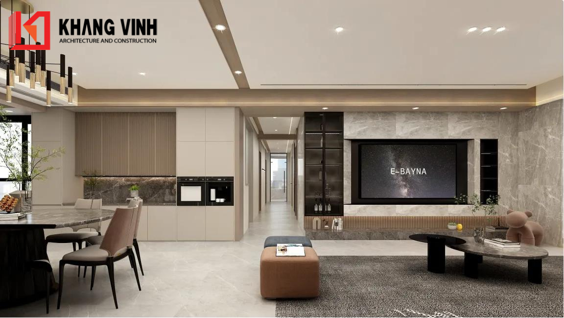 KVA_ Phối cảnh nội thất phòng khách biệt thựu mái thái 180m2 (2)