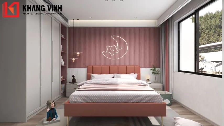 Giường rộng êm ái, tạo cảm giác thoải cho bé