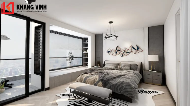 Thiết kế nội thất phòng ngủ tinh tế tràn đầy cảm hứng, ban công thông thoáng