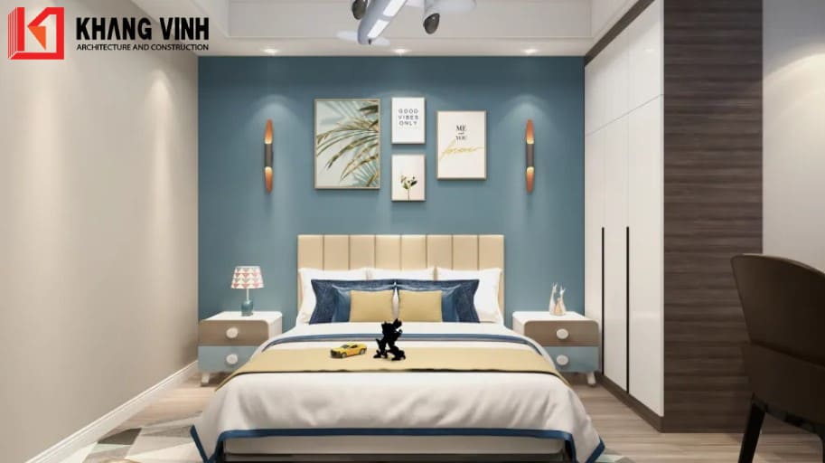 Màu xanh tươi mới phủ lên tạo cảm giác mát mẻ lan tỏa khắp căn phòng