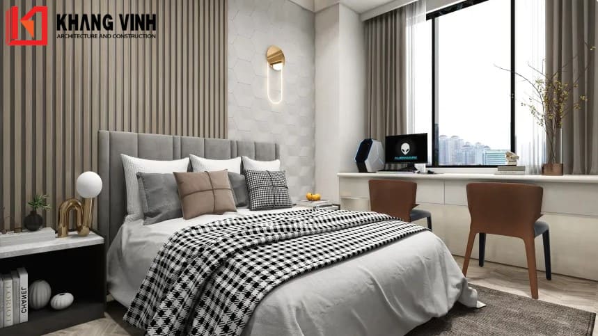 Cả căn phòng như toát lên một vẻ đẹp tao nhã nhờ vào sự thiết kế nội thất hợp lý