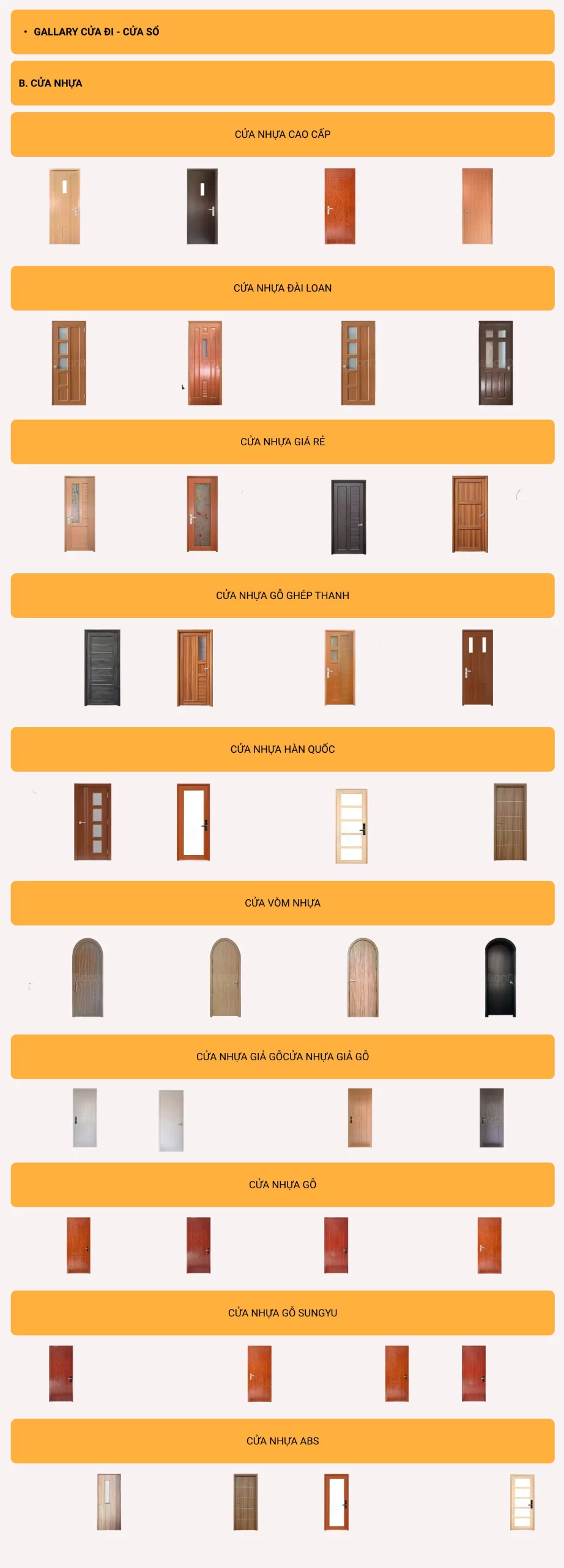 Gallery hạng mục cửa nhựa - báo giá xây nhà trọn gói