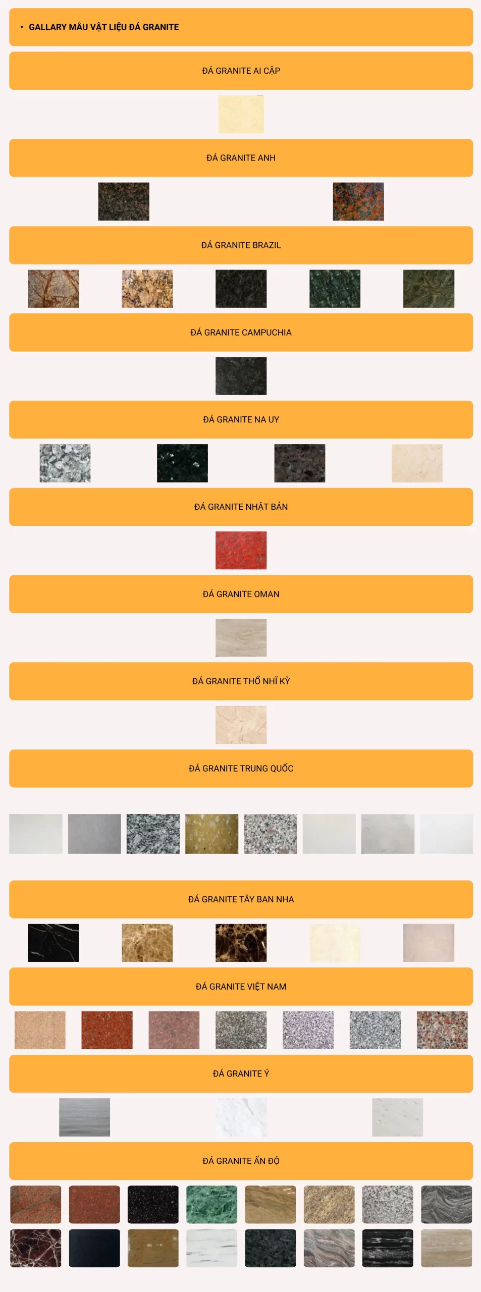 Gallery hạng mục đá granite - bảng báo giá xây nhà trọn gói