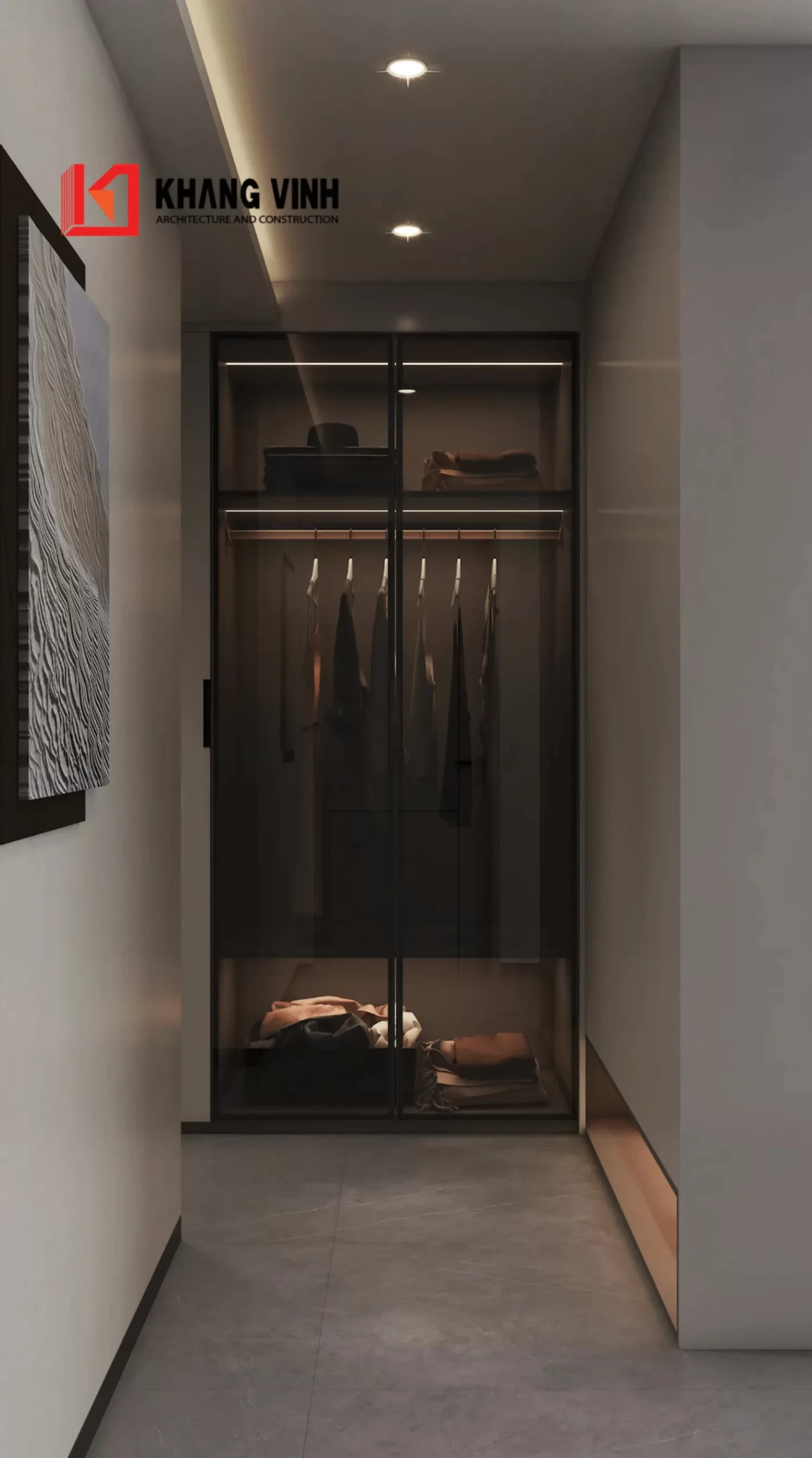 Phối cảnh nội thất phòng ngủ master nhà phố 4 tầng hiện đại3