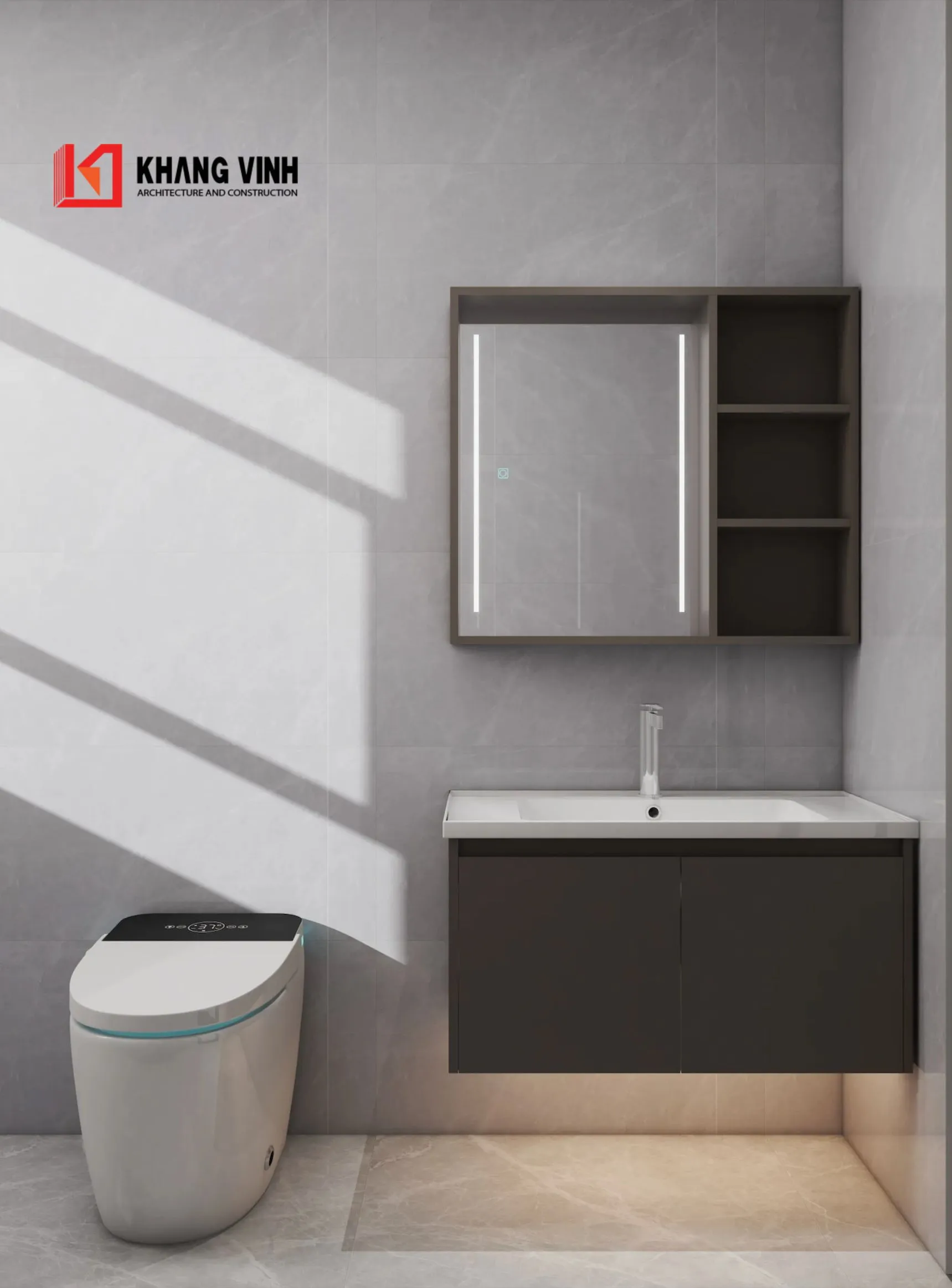 Phối cảnh nội thất phòng tắm nhà phố 4 tầng hiện đại1