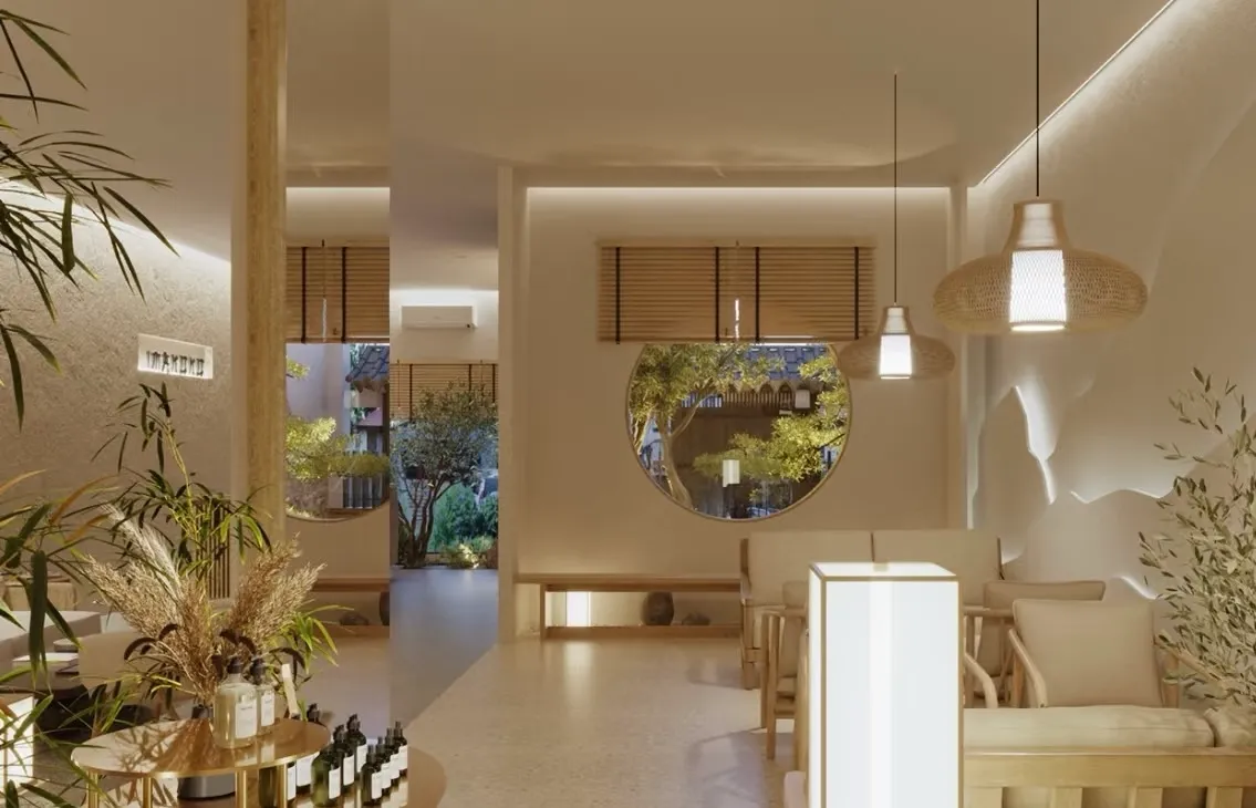 Phòng chờ thư giãn của mẫu nhà phố kết hợp kinh doanh spa