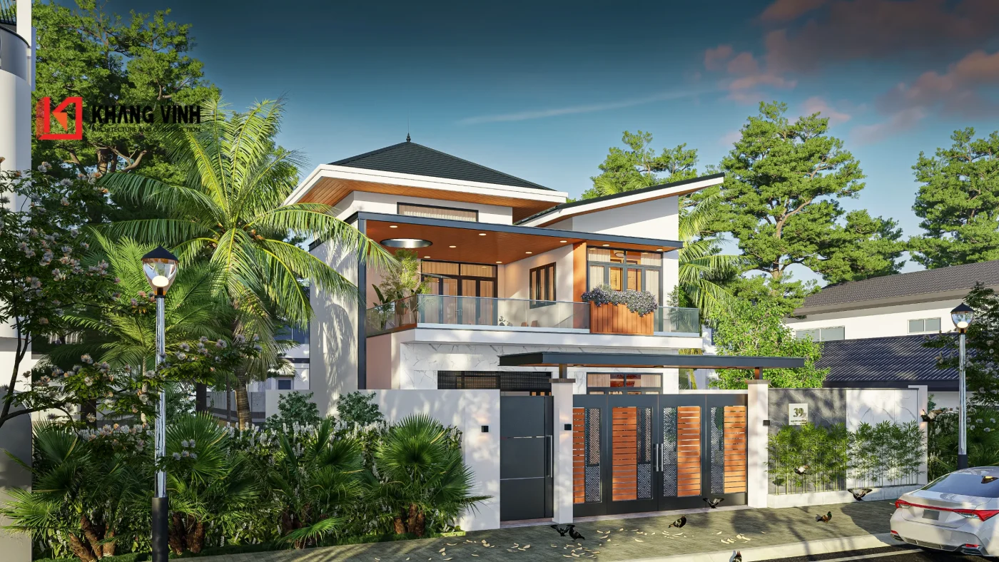 Biệt thự vườn mái Nhật 2 tầng trọn gói 192m2 - đầu tư vào cảnh quan xanh