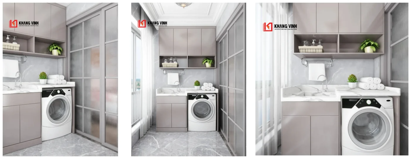 Góc giặt – phơi đồ: Thiết kế nhỏ gọn, phù hợp khí hậu Việt