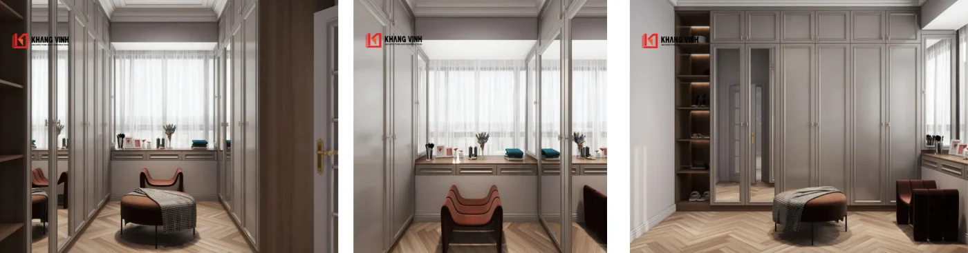 Phòng thay đồ: Không gian tinh tế, riêng tư cho nữ chủ nhân